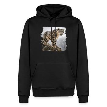 Léopard des neiges Léopard des neiges - Sweat à capuche Premium bio Homme - noir - Devant - Nico (187cm)