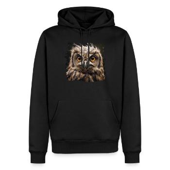 Eulen Kauz Owl Uhu Nachteule Eule - Männer Premium Bio Hoodie - Schwarz - Vorne - Nico (187cm)