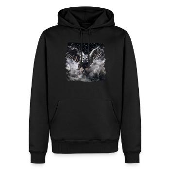 Eulen Kauz Owl Uhu Nachteule Eule - Männer Premium Bio Hoodie - Schwarz - Vorne - Nico (187cm)