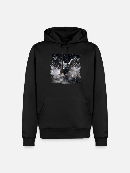 Eulen Kauz Owl Uhu Nachteule Eule - Herre Premium økologisk hoodie - sort