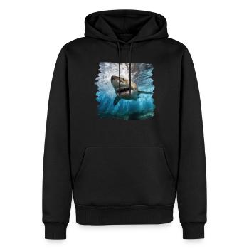 Requins réalistes requin grand requin blanc - Sweat à capuche Premium bio Homme - noir - Devant - Nico (187cm)