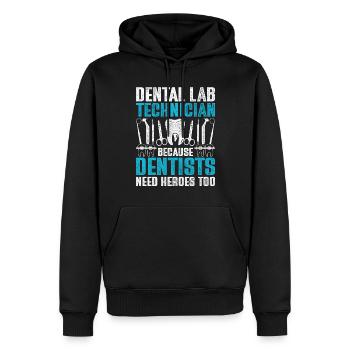 Zahntechniker Because Dentists Need Heroes Too - Männer Premium Bio Hoodie - Schwarz - Vorne - Nico (187cm)