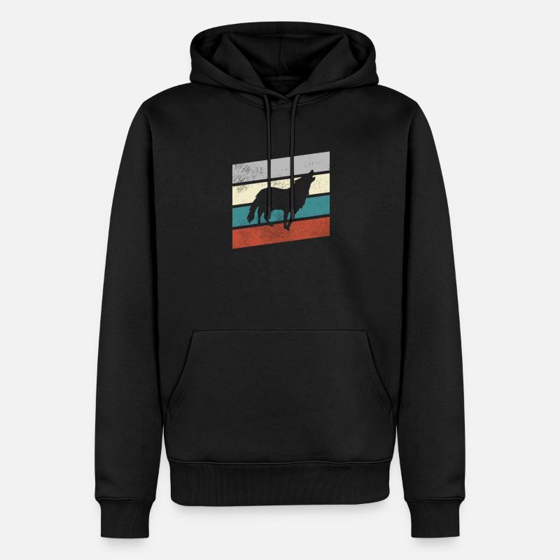 Wolf Rétro - Sweat à capuche Premium bio Homme - noir