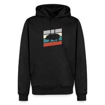 Schwein Retro - Männer Premium Bio Hoodie - Schwarz - Vorne - Nico (187cm)