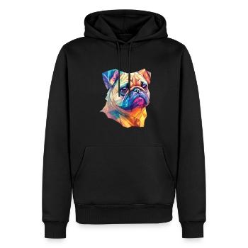 Polygon Kunst Mops Hund Design Hunde Liebhaber - Männer Premium Bio Hoodie - Schwarz - Vorne - Nico (187cm)