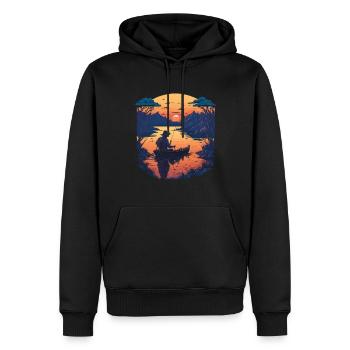 Hobby Angler Freiheit Fische und Angeln Design - Männer Premium Bio Hoodie - Schwarz - Vorne - Nico (187cm)