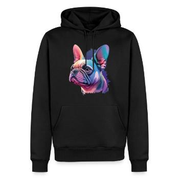 Französische Bulldogge Hunde Haustier in Pastell - Männer Premium Bio Hoodie - Schwarz - Vorne - Nico (187cm)
