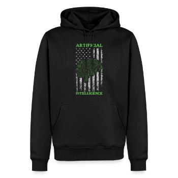 AI Robotics - Artificial Intelligence US Flag - Männer Premium Bio Hoodie - Schwarz - Vorne - Nico (187cm)