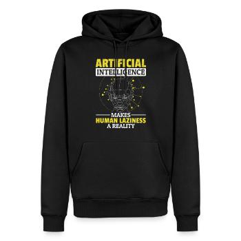 Artificial Intelligence Makes Human Laziness A Rea - Männer Premium Bio Hoodie - Schwarz - Vorne - Nico (187cm)