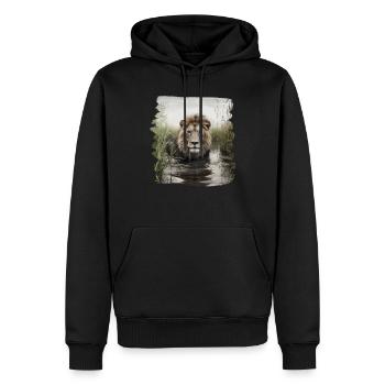 Lion lion réaliste lion - Sweat à capuche Premium bio Homme - noir - Devant - Nico (187cm)