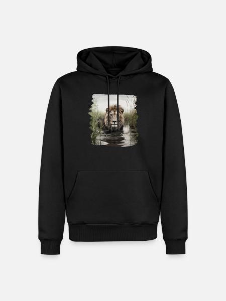Lion realistic lion - Men’s Premium Organic Hoodie - black