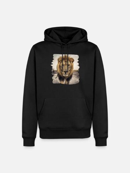Lion realistic lion - Men’s Premium Organic Hoodie - black