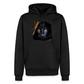 Panthère noire Panthère réaliste - Sweat à capuche Premium bio Homme - noir - Devant - Nico (187cm)