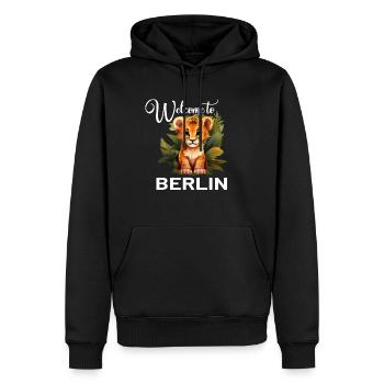 « Bienvenue à Berlin » lion - vie citadine avec un - Sweat à capuche Premium bio Homme - noir - Devant - Nico (187cm)