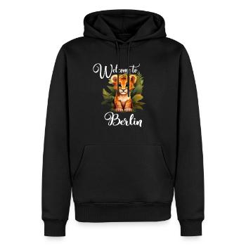 « Bienvenue à Berlin » lion - vie citadine avec un - Sweat à capuche Premium bio Homme - noir - Devant - Nico (187cm)