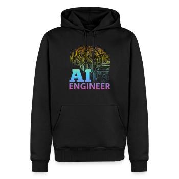 Ingénieur IA - Ai Artificial Intelligence Machine L - Sweat à capuche Premium bio Homme - noir - Devant - Nico (187cm)
