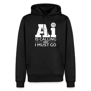 L’IA appelle et je dois y aller - Artificial Intellige - Sweat à capuche Premium bio Homme - noir - Devant - Nico (187cm)