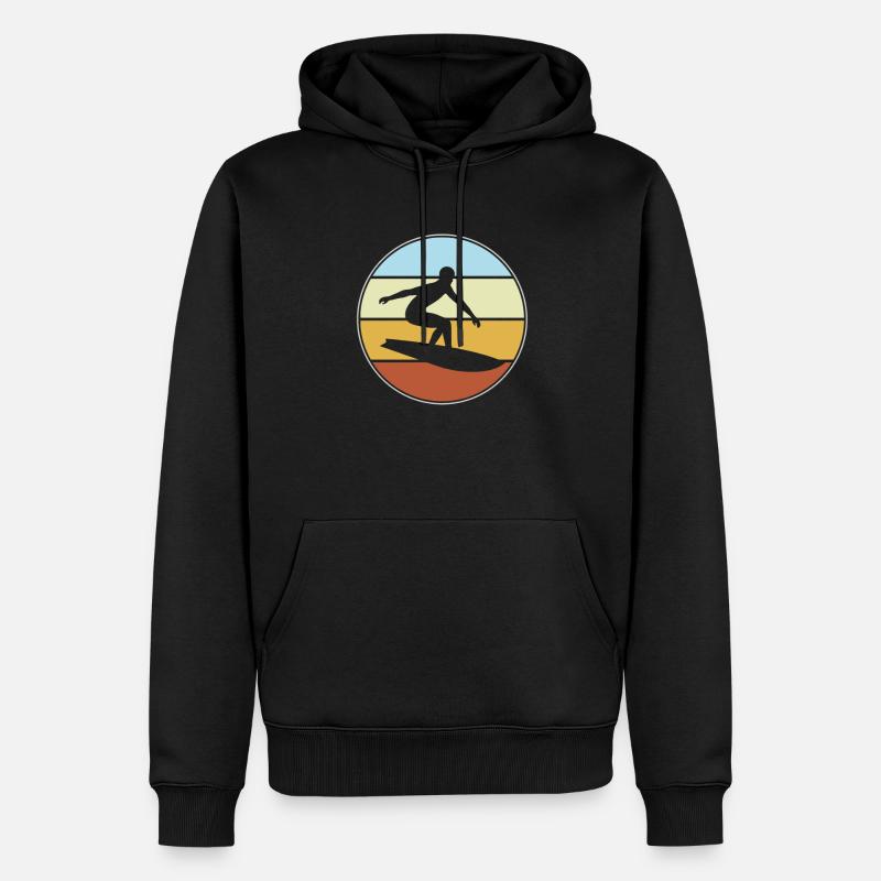 Surf rétro - Sweat à capuche Premium bio Homme - noir