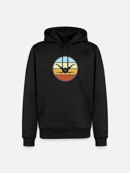 Natation Rétro - Sweat à capuche Premium bio Homme - noir