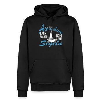Das Altersheim kann warten. Ich gehe Segeln - - Männer Premium Bio Hoodie - Schwarz - Vorne - Nico (187cm)