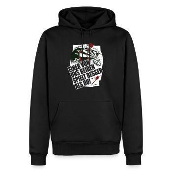 Einer von uns Beiden spielt besser - Dartspieler - Männer Premium Bio Hoodie - Schwarz - Vorne - Nico (187cm)