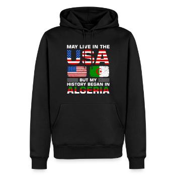 Drapeau des États-Unis Amérique Algérie drapeau algérien - Sweat à capuche Premium bio Homme - noir - Devant - Nico (187cm)