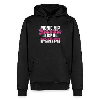 Bionisches Hüft-oma-design Für Die Genesung Nach - Men’s Premium Organic Hoodie - black - Front - Nico (187cm)