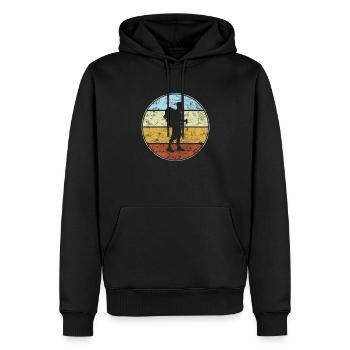 Wandern Retro - Männer Premium Bio Hoodie - Schwarz - Vorne - Nico (187cm)