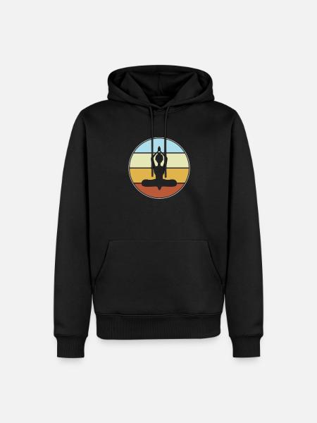 Yoga Retro - Männer Premium Bio Hoodie - Schwarz