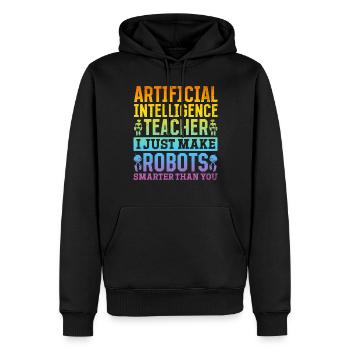 Professeur d’intelligence artificielle Ai - Sweat à capuche Premium bio Homme - noir - Devant - Nico (187cm)