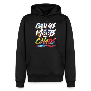Fluid Painting Flüssiges Malen Canvas Meets Chaos - Männer Premium Bio Hoodie - Schwarz - Vorne - Nico (187cm)