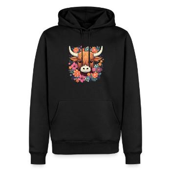 Scottish Highland Cow Cattle - Männer Premium Bio Hoodie - Schwarz - Vorne - Nico (187cm)