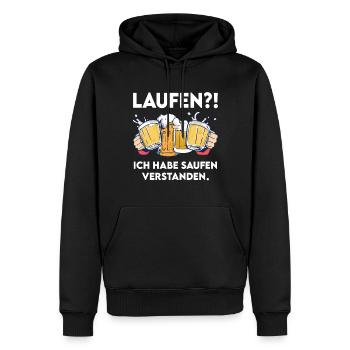 Laufen? Hab Saufen Verstanden Lustiger Bier Spruch - Männer Premium Bio Hoodie - Schwarz - Vorne - Nico (187cm)