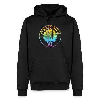 Artificial Intelligence - My Blood Type Is Ai - Männer Premium Bio Hoodie - Schwarz - Vorne - Nico (187cm)