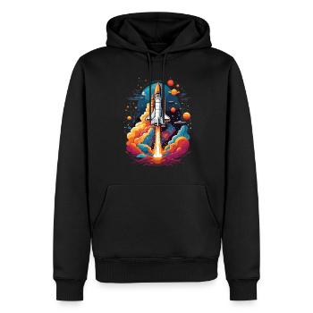 Space Shuttle Astronaut Raketen Weltraum Abenteuer - Männer Premium Bio Hoodie - Schwarz - Vorne - Nico (187cm)