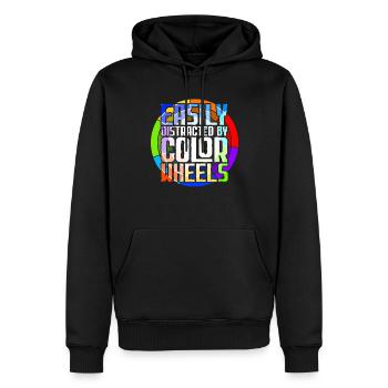 Peinture fluide Peinture liquide Art d’artiste - Sweat à capuche Premium bio Homme - noir - Devant - Nico (187cm)