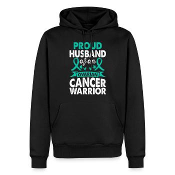 Ovarian Cancer Warrior's Husband - Men’s Premium Organic Hoodie - black - Front - Nico (187cm)