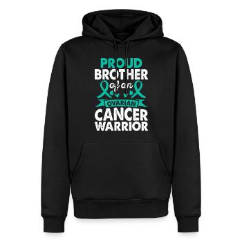 Brother Of Ovarian Cancer Warrior Awareness Month - Men’s Premium Organic Hoodie - black - Front - Nico (187cm)