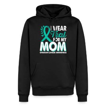Appliquer sarcelle pour le mois à l' - Sweat à capuche Premium bio Homme - noir - Devant - Nico (187cm)