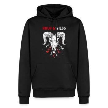 Rut un Wiess Kölner Karneval Geißbock Rot Weiß - Männer Premium Bio Hoodie - Schwarz - Vorne - Nico (187cm)