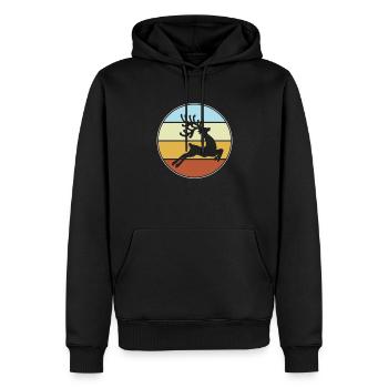 Moose Retro - Sweat à capuche Premium bio Homme - noir - Devant - Nico (187cm)