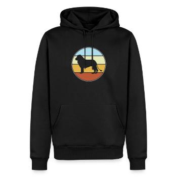 Lion rétro - Sweat à capuche Premium bio Homme - noir - Devant - Nico (187cm)