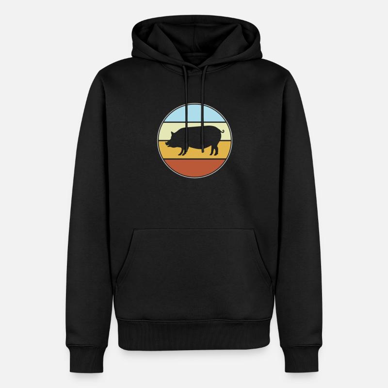 Cochon Rétro - Sweat à capuche Premium bio Homme - noir