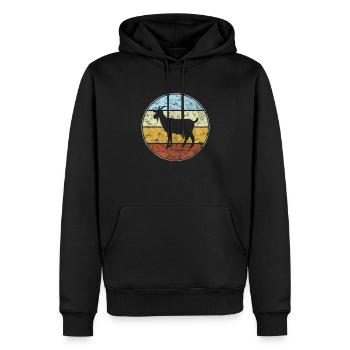 Chèvre Rétro - Sweat à capuche Premium bio Homme - noir - Devant - Nico (187cm)