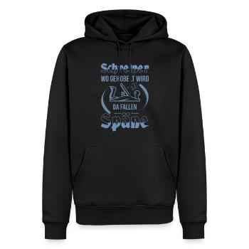 Schreiner Herren TShirt Wo gehobelt wird - Männer Premium Bio Hoodie - Schwarz - Vorne - Nico (187cm)