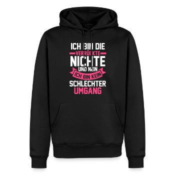 Nichte - Männer Premium Bio Hoodie - Schwarz - Vorne - Nico (187cm)