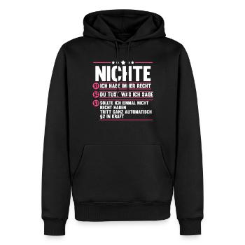 Nichte - Männer Premium Bio Hoodie - Schwarz - Vorne - Nico (187cm)