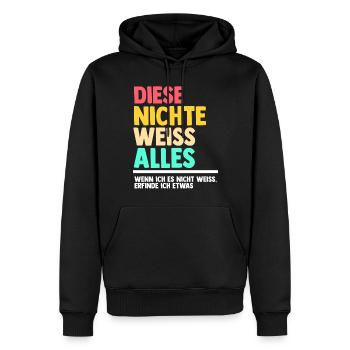 Nichte - Männer Premium Bio Hoodie - Schwarz - Vorne - Nico (187cm)