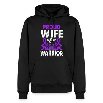 Wife of Lupus Warrior Awareness Month Purple - Men’s Premium Organic Hoodie - black - Front - Nico (187cm)