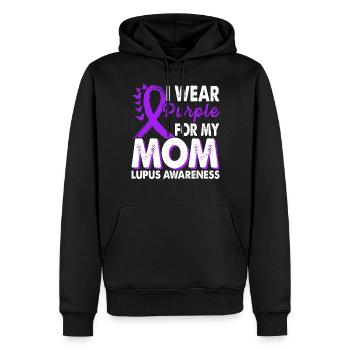 Portez du violet pour le mois de sensibilisation au lupus - Sweat à capuche Premium bio Homme - noir - Devant - Nico (187cm)